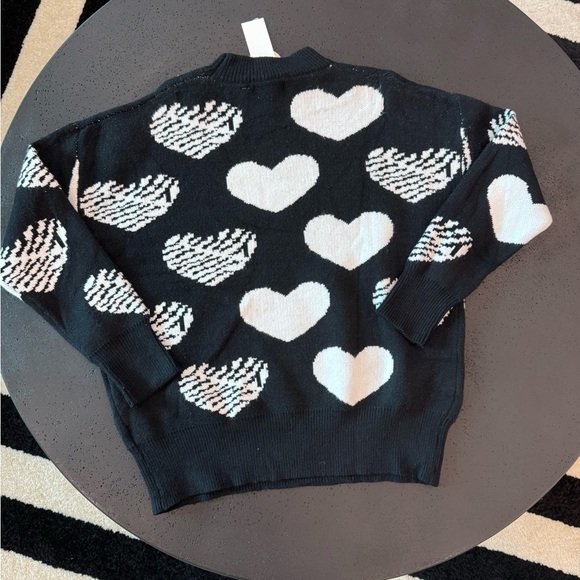 PATRIZIA LUCA MILAN Black and White Heart Valentine's Day Sweater Size S/M NWT - Picture 2 of 4